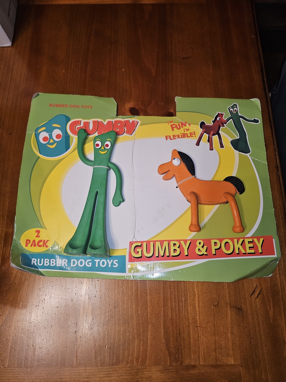 Vintage Gumby & Pokey rubber dog toy 2-pack from 2010